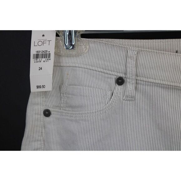 Ann Taylor Loft Modern Skinny Pants Size 24/00 Gray & White Stripe Jeans Nwt - Picture 6 of 10